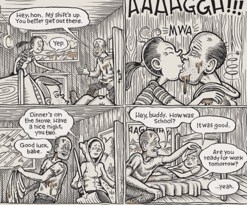 Shift change at one family’s home in “The Great Shitter.”